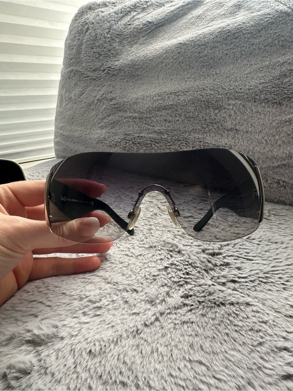 D&G Women's Shield Sunglasses with Dark Gray Gradient Lenses